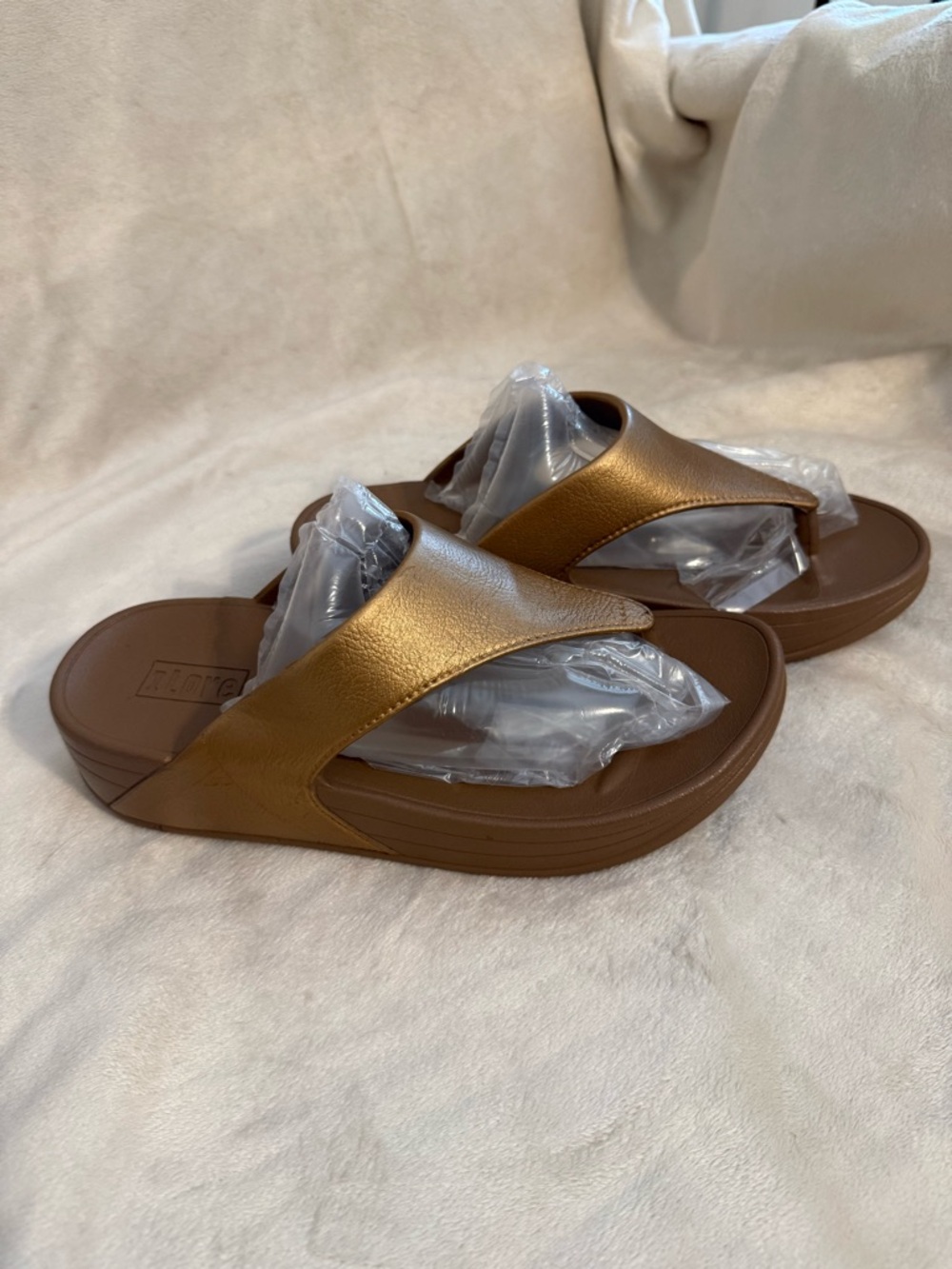 Metallic Bronze Slide Sandals W9